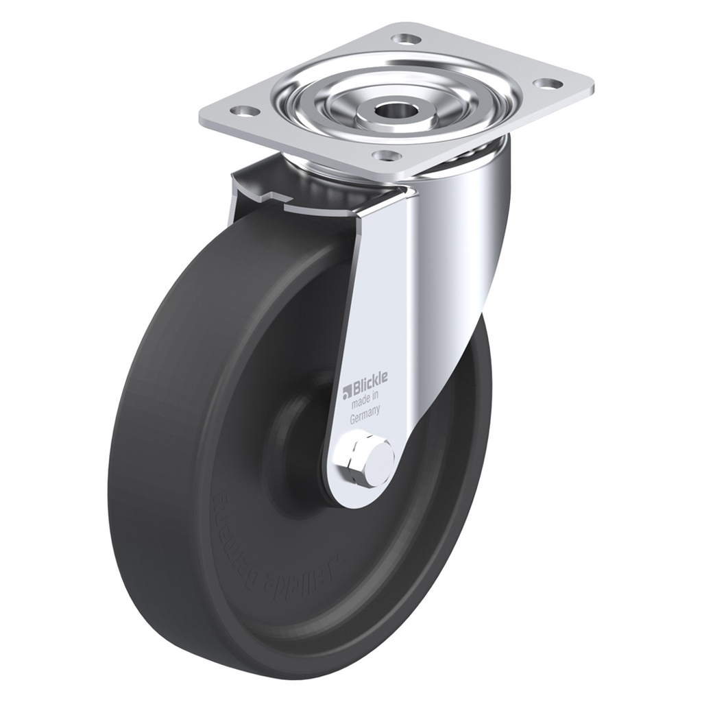 LI series 200mm swivel top plate 140x110mm castor with heat resistant thermoplastic plain bearing wheel 350kg