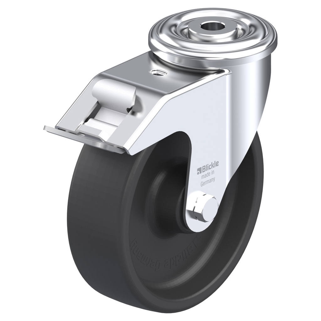 LIR series 125mm swivel/brake bolt hole 13mm castor with heat resistant thermoplastic plain bearing wheel 150kg