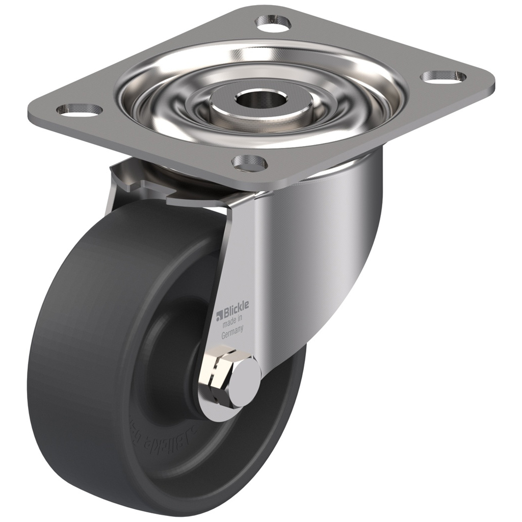 LIX series 80mm stainless steel swivel top plate 100x85mm castor with heat resistant thermoplastic plain bearing wheel 100kg