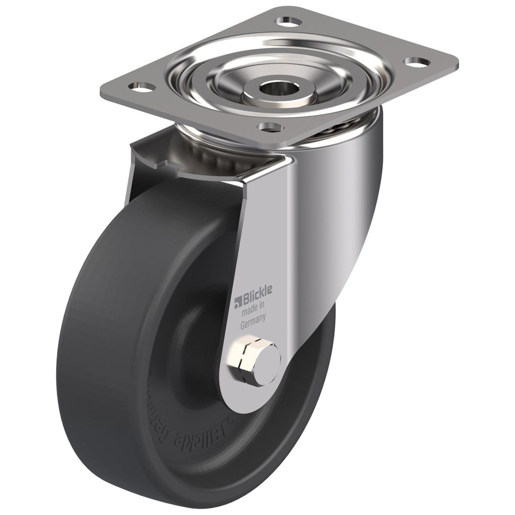 LIX series 150mm stainless steel swivel top plate 140x110mm castor with heat resistant thermoplastic plain bearing wheel 300kg