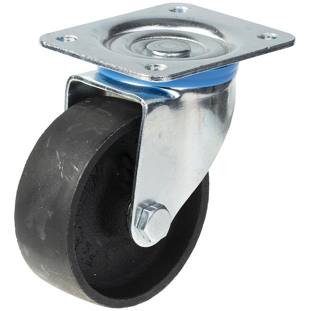 300 series 75mm swivel top plate 100x80mm castor with cast iron plain bearing wheel 150kg