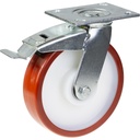 500 series 125mm swivel/brake top plate 140x110mm castor with polyurethane on nylon centre ball bearing wheel 500kg