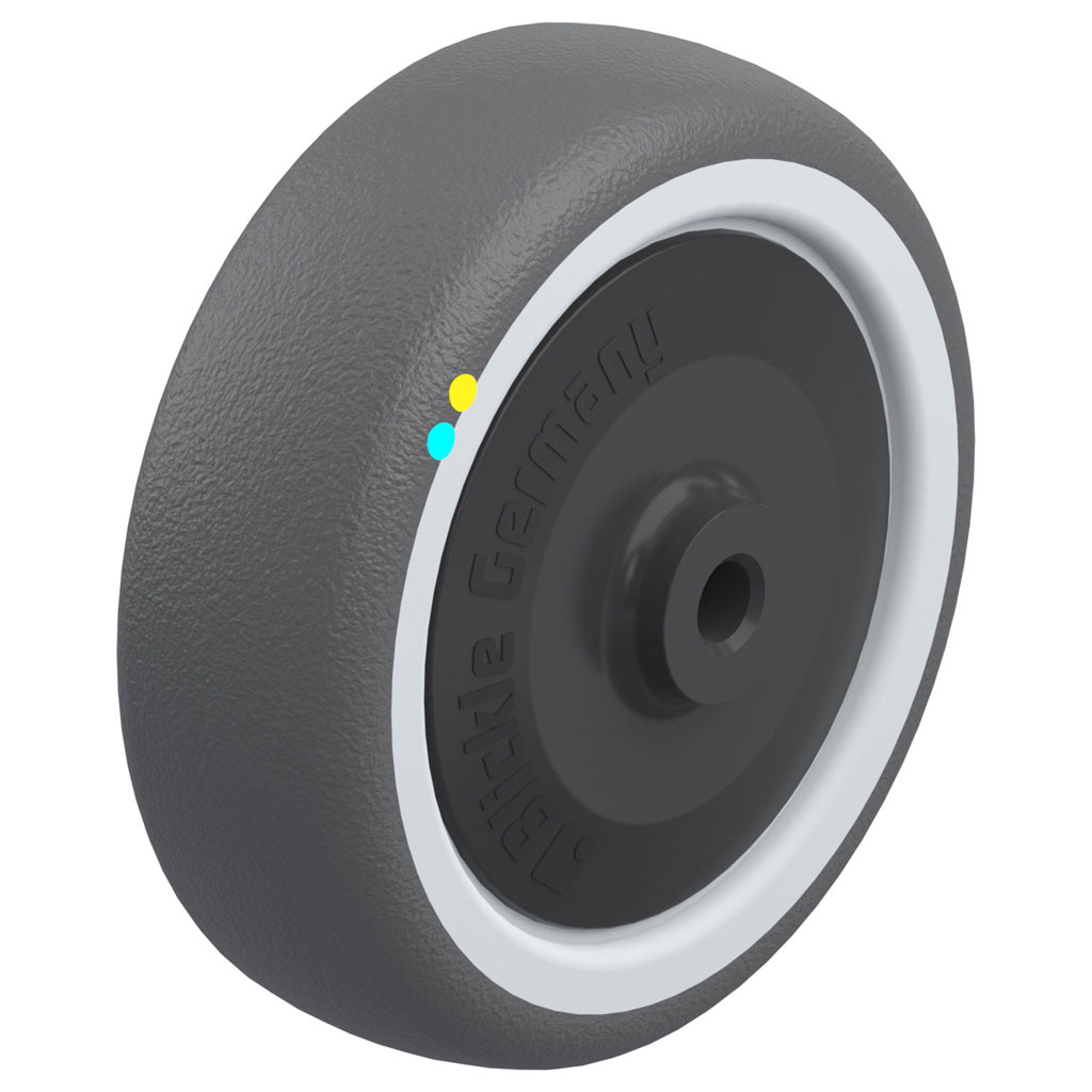 Wheel series 100mm electrically conductive grey polyurethane on nylon centre 8mm bore hub length 46mm additional sealed single ball bearing 130kg