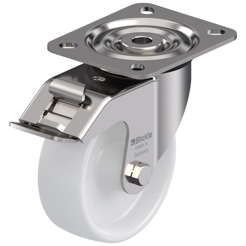 400SS series 100mm stainless steel swivel/brake top plate 100x85mm castor with nylon plain bearing wheel 250kg