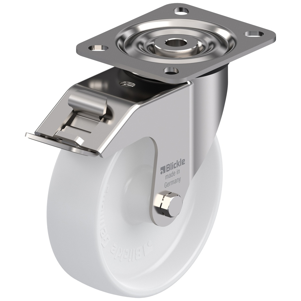 400SS series 125mm stainless steel swivel/brake top plate 100x85mm castor with nylon plain bearing wheel 250kg