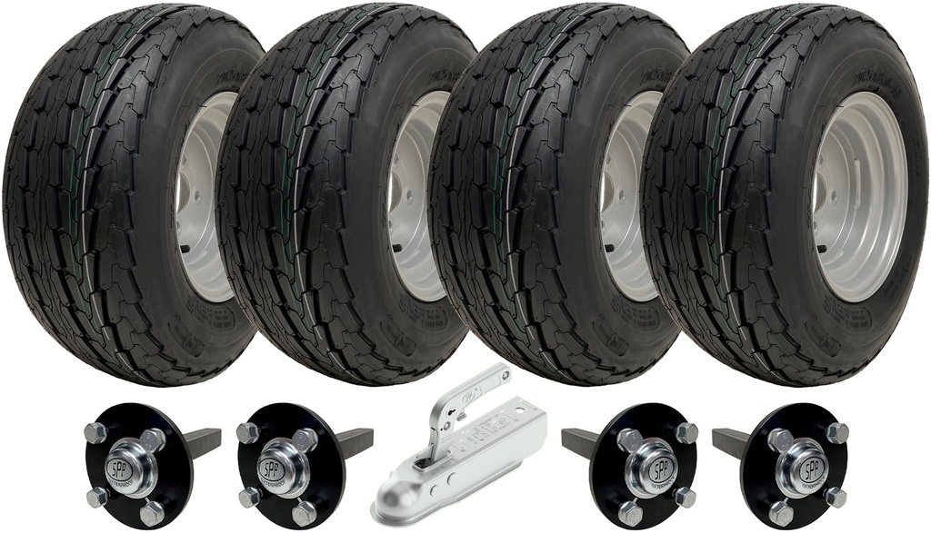 4-wheel 20.5x8.0-10 4ply trailer kit, 35x35 4/100, SPP pressed steel hitch