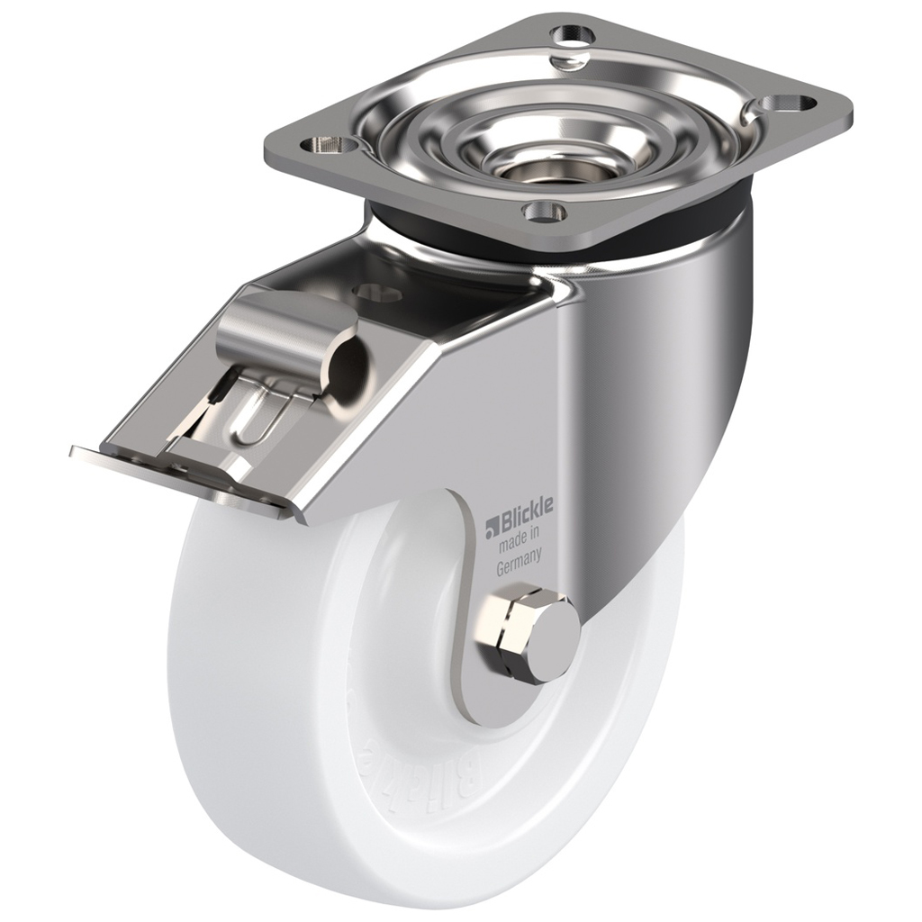 800SS series 125mm stainless steel swivel/brake top plate 100x85mm castor with nylon plain bearing wheel 350kg