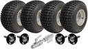 Set of 4 - 18x9.50-8 4ply P322 KNOBBY WHEEL 4/100 & Hub & Stub axle 4/100 M12 wheel bolt  35x35mm & swivel hitch