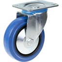 322 series 125mm swivel top plate 106x86mm castor with blue elastic rubber on nylon centre roller bearing wheel 200kg