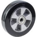 Wheel series 250mm black elastic rubber on aluminium centre 20mm bore hub length 58mm ball bearings 500kg 